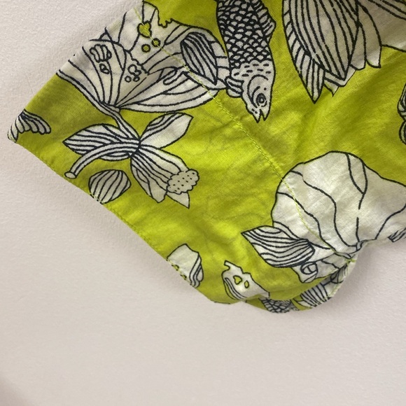 Green and White Printed V-Neck Sheer dress M - Picture 4 of 7